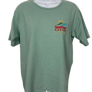 Vintage SunCruz Casino Florida  T Shirt Womens Medium Green Embroidered Logo